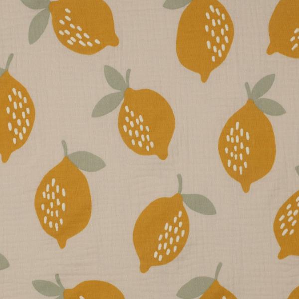 0,5 MTR. ♥ ZITRONEN - MUSSELIN - SAND DouBLE GAUZE ♥