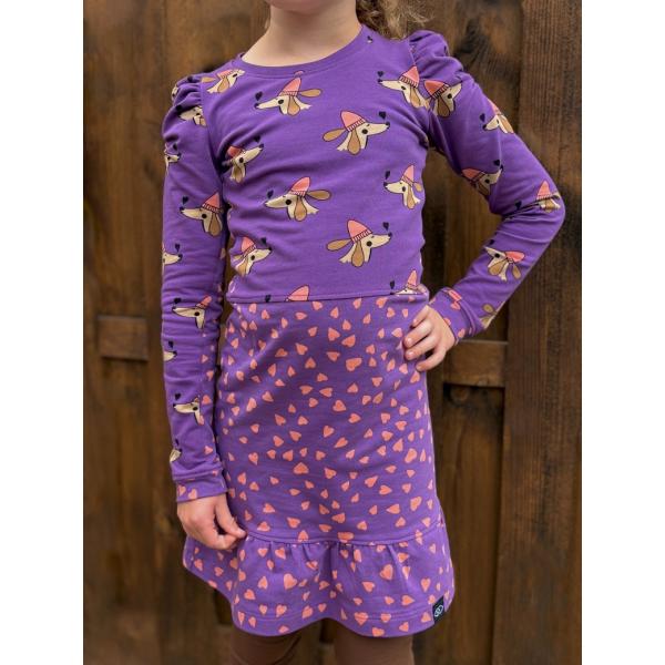 ♥ WINTER DACKEL & HERZEN LILA PUDER FRENCH TERRY ♥