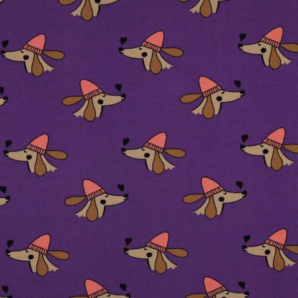 ♥ WINTER DACKEL & HERZEN LILA PUDER FRENCH TERRY ♥