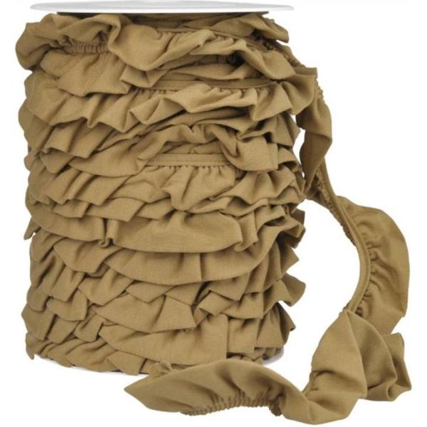 1 MTR. ♥JERSEY VOLANT RüSCHE - TAUPE - 30mm ♥