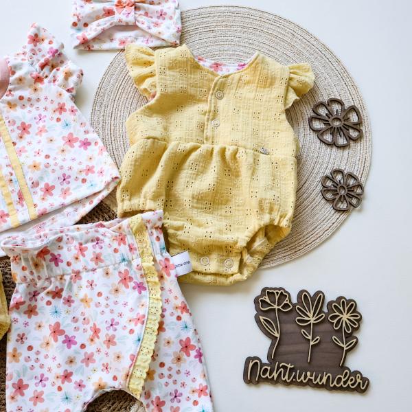 0,5 MTR. ♥ LoCHSTICKEREI  MuSSELIN - BUTTER LEMON - DouBLE GAUZE ♥