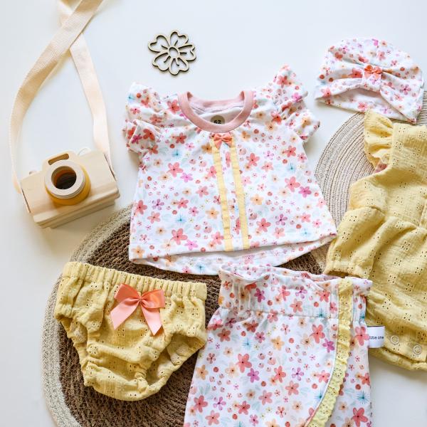 0,50 MTR. ♥ BIO JERSEY SUMMER FLOWERS ROSE/APRICOT ♥