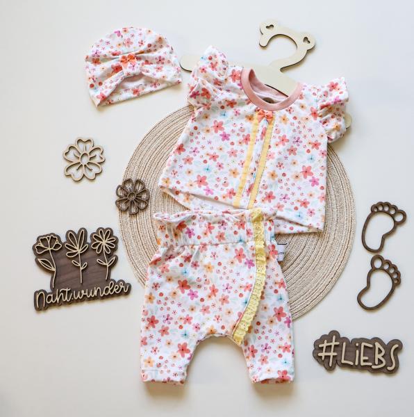 0,50 MTR. ♥ BIO JERSEY SUMMER FLOWERS ROSE/APRICOT ♥