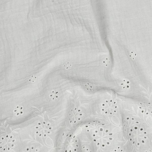 0,5 MTR. ♥ MuSSELIN GESTICKTE BOGENKANTE WEISS ♥