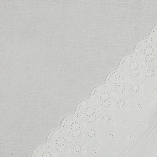 0,5 MTR. ♥ MuSSELIN GESTICKTE BOGENKANTE WEISS ♥