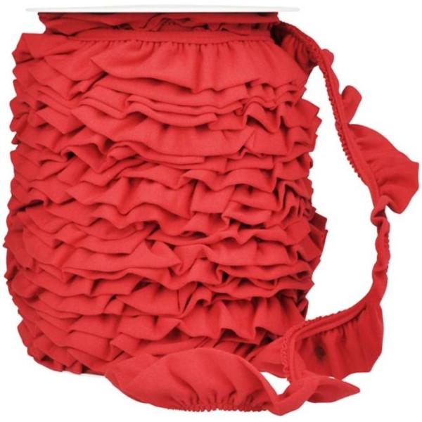 1 MTR. ♥JERSEY VOLANT RüSCHE - RoT - 30mm ♥