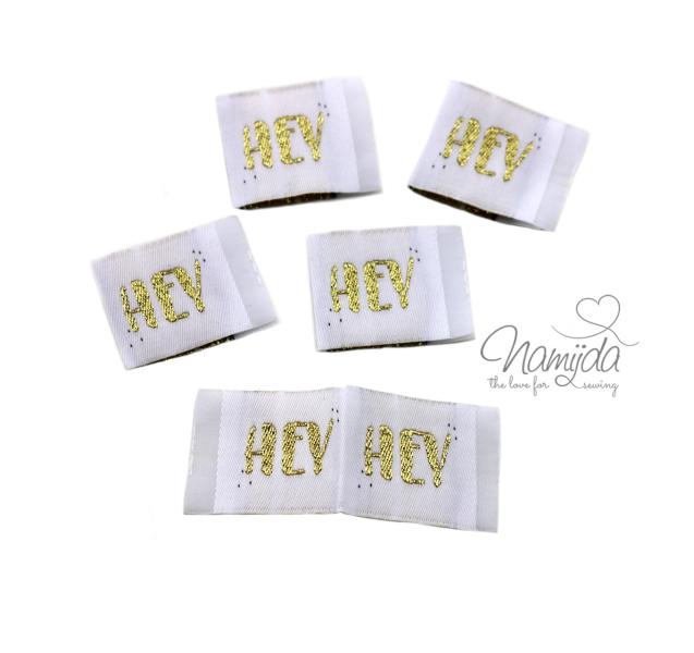 5 STCK. ♥ NAMIJDA EP WEBETIKETTEN - HEY GOLD ♥