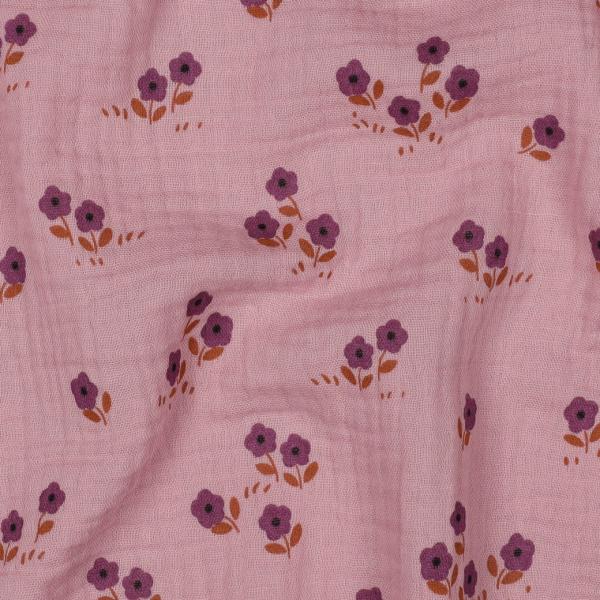 0,5 MTR. ♥ STREUBLÜMCHEN MAUVE MUSSELIN  ♥
