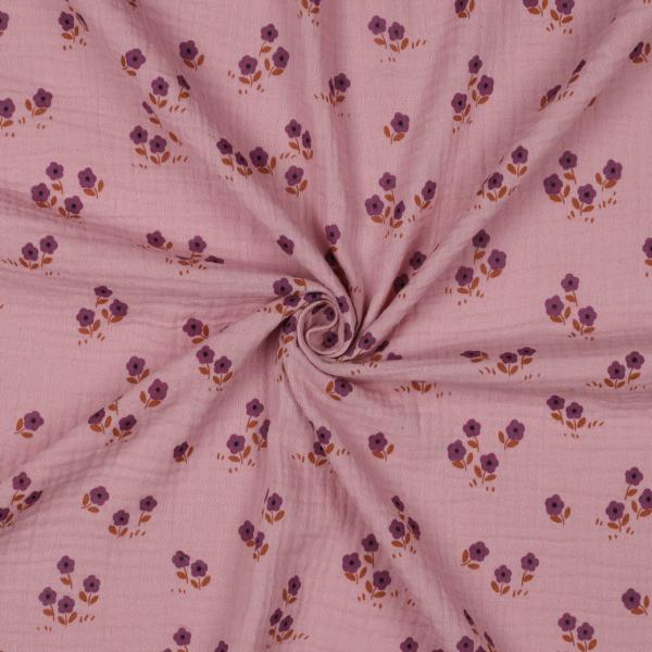 0,5 MTR. ♥ STREUBLÜMCHEN MAUVE MUSSELIN  ♥
