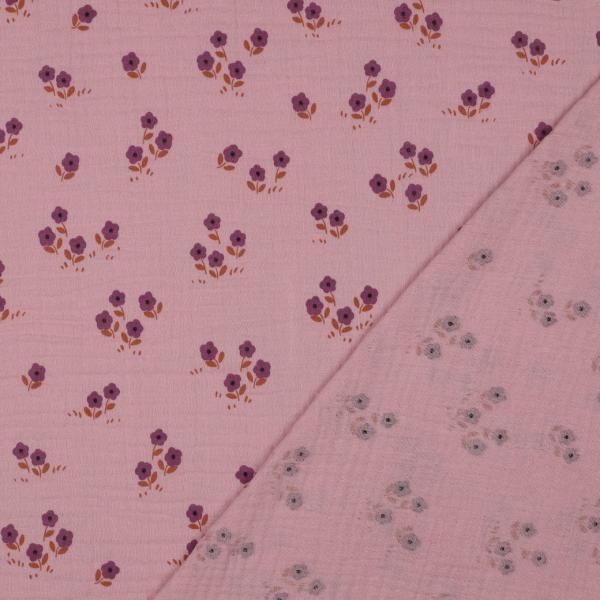 0,5 MTR. ♥ STREUBLÜMCHEN MAUVE MUSSELIN  ♥