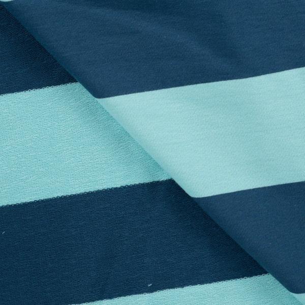 0,50 MTR. XL STREIFEN NAVY AQUA - FRENCH TERRY