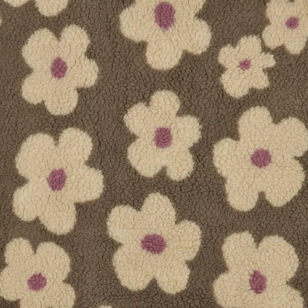 0,5 MTR. ♥ DAISIES FLOWER TEDDY TAUPE BEIGE  ♥