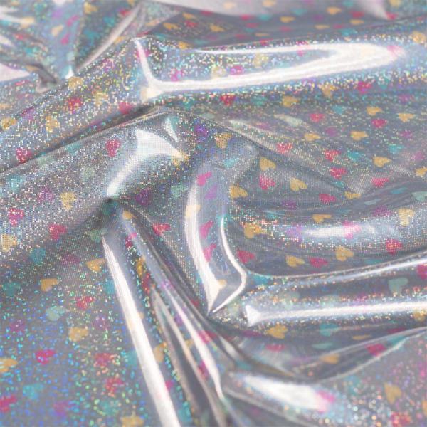 0,5 MTR. ♥ HERZCHEN GLITZER SCHIMMER REGENJACKEN STOFF - WASSERDICHT ♥