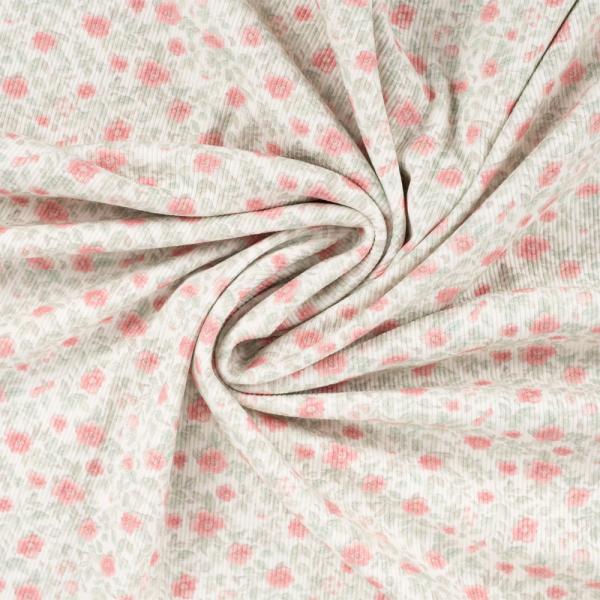 0,5 MTR.  ♥ RIPPSTRICK JERSEY PASTELL FLOWERS  ♥