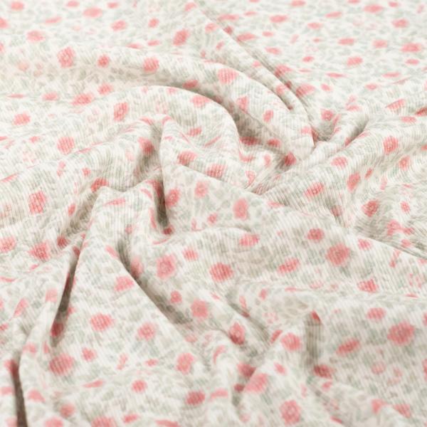 0,5 MTR.  ♥ RIPPSTRICK JERSEY PASTELL FLOWERS  ♥