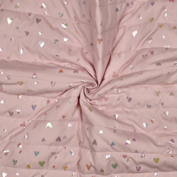 0,5 MTR. ♥ ABGESTEPPTER JACKENSTOFF GLITZER FOIL HERZEN ♥