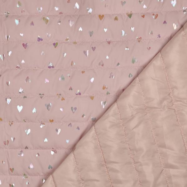 0,5 MTR. ♥ ABGESTEPPTER JACKENSTOFF GLITZER FOIL HERZEN ♥