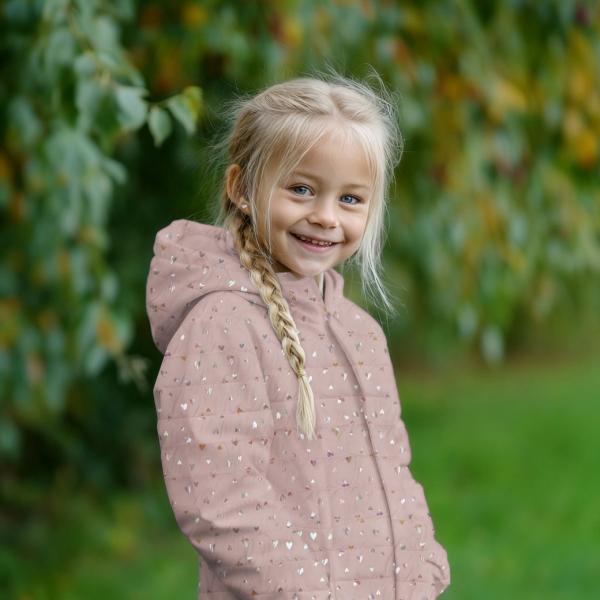 0,5 MTR. ♥ ABGESTEPPTER JACKENSTOFF GLITZER FOIL HERZEN ♥