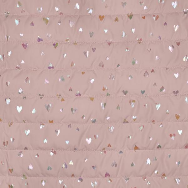 0,5 MTR. ♥ ABGESTEPPTER JACKENSTOFF GLITZER FOIL HERZEN ♥