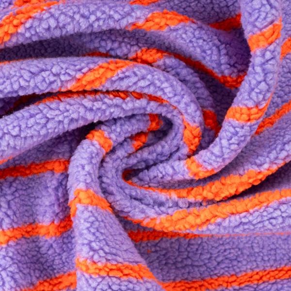 0,5 MTR. ♥  TEDDY STREIFEN FLIEDER/ORANGE  ♥