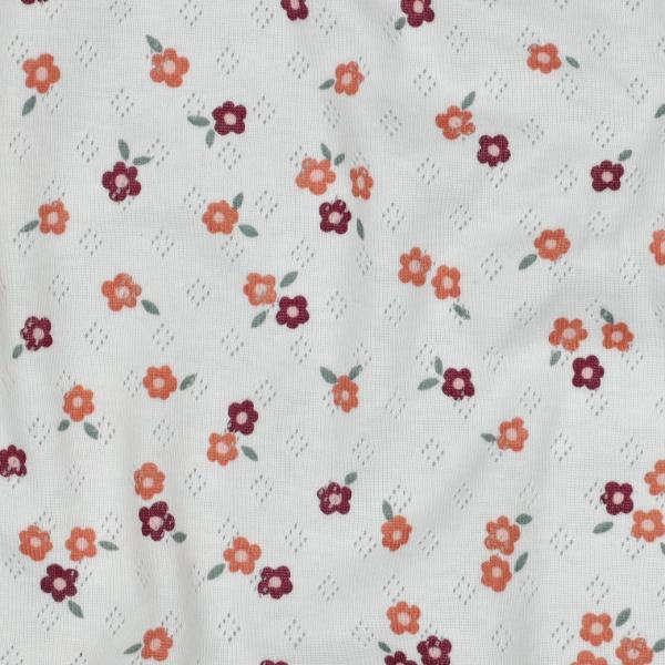 0,5 MTR.  ♥ BAUMWOLLJERSEY POINTOILLE Lochstickerrei - BLÜMCHEN ♥