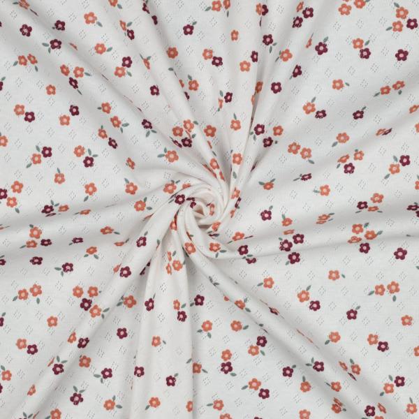 0,5 MTR.  ♥ BAUMWOLLJERSEY POINTOILLE Lochstickerrei - BLÜMCHEN ♥