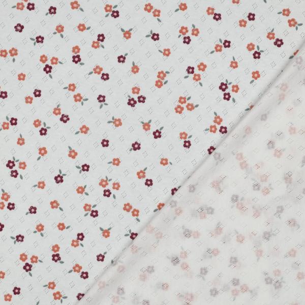 0,5 MTR.  ♥ BAUMWOLLJERSEY POINTOILLE Lochstickerrei - BLÜMCHEN ♥