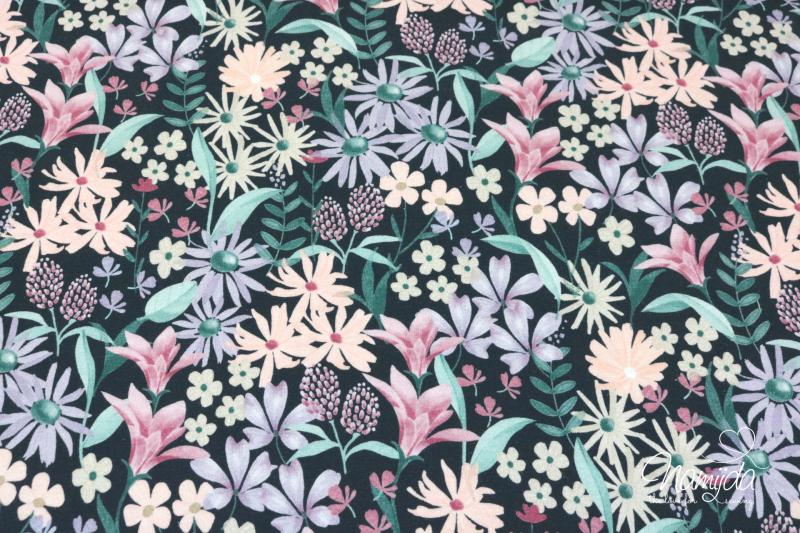 0,50 MTR. ♥ BLUMENWIESE NAVY JERSEY  ♥