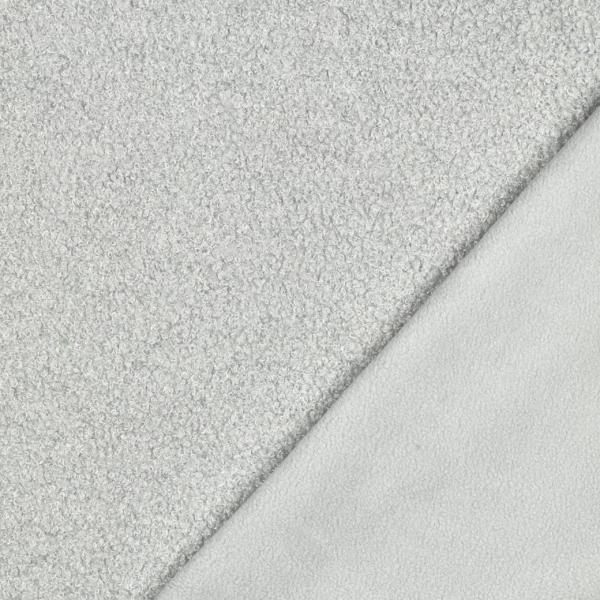 0,5 MTR.  ♥ TEDDY BOUCLE  - FLEECE INNENSEITE   DOUBLEFACE HELLGRAU ♥