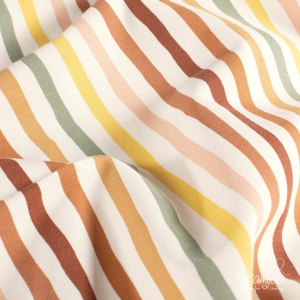 0,50 MTR. ♥ STREIFEN JERSEY BRAUN / KHAKI  ♥