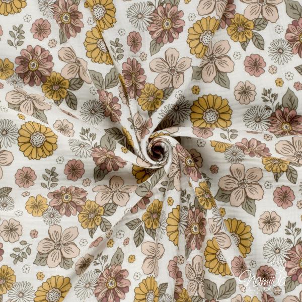 0,5 MTR. ♥ BLOSSOM LOVE - MUSSELIN - DouBLE GAUZE ♥