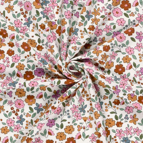 0,5 MTR.  AUTUMN COLORFUL FLOWERS - FRENCH TERRY