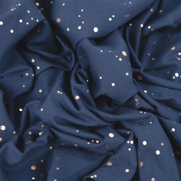0,50 MTR. ♥ GOLDEN BLUSH FOIL NAVY JERSEY ♥