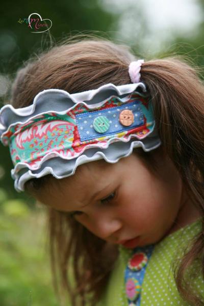 1 MTR. ♥Jeans Band mit Spitze / gepunktet / Hellblau mit dunkler Spitze - 25mm♥