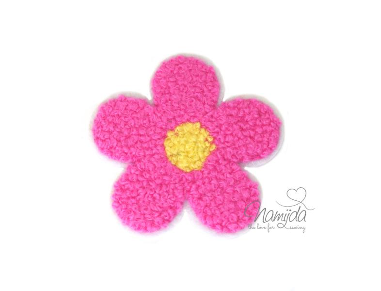 1 Stück - GÄNSEBLÜMCHEN PINK CHENILLE PATCH