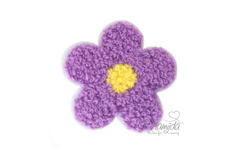 1 Stück - GÄNSEBLÜMCHEN LILA CHENILLE PATCH