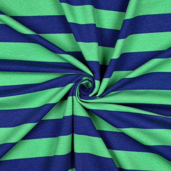 0,5 MTR. XL STREIFEN ROYAL BLAU / GRÜN - SOFT SWEAT