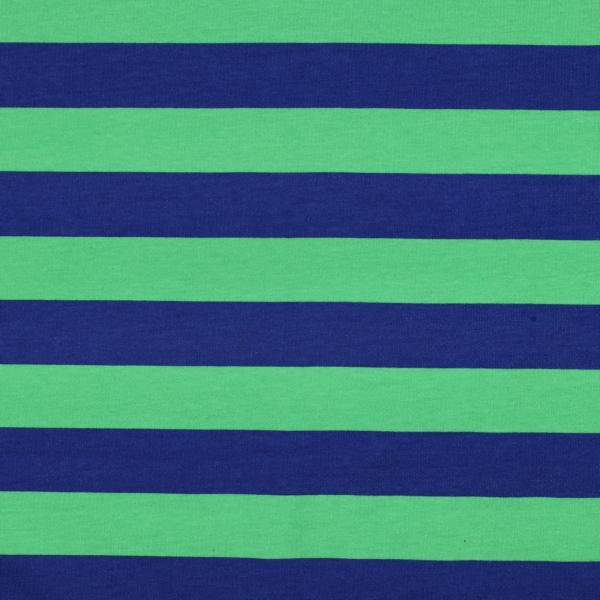 0,5 MTR. XL STREIFEN ROYAL BLAU / GRÜN - SOFT SWEAT