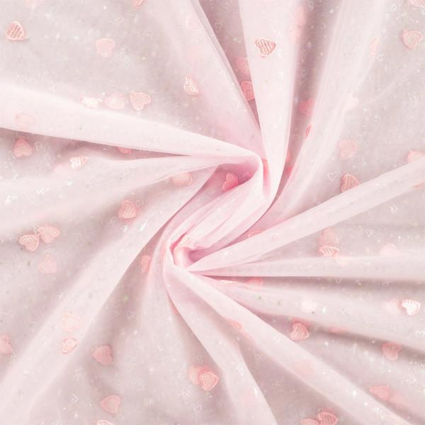 0,5 MTR. ♥ SOFT TüLL HERZCHEN ROSE ♥