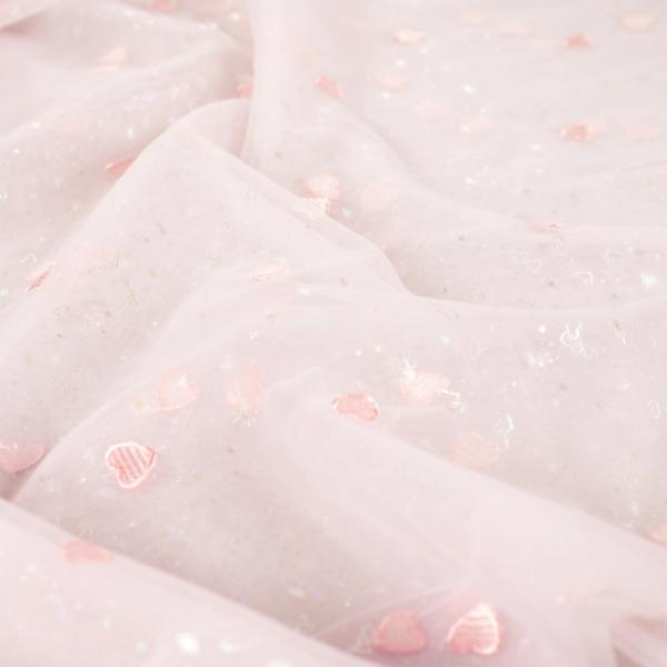 0,5 MTR. ♥ SOFT TüLL HERZCHEN ROSE ♥