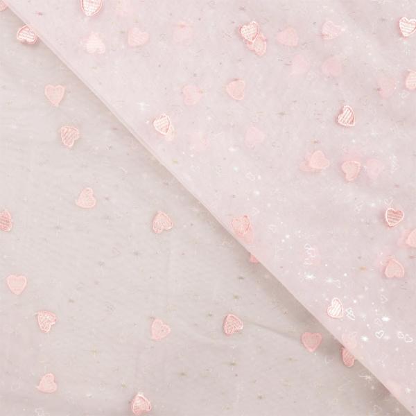 0,5 MTR. ♥ SOFT TüLL HERZCHEN ROSE ♥