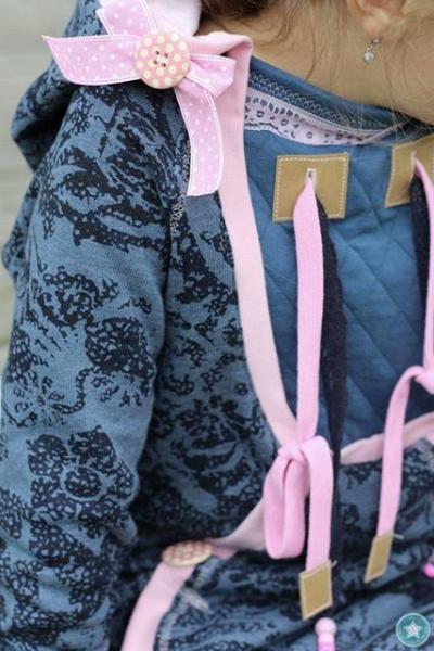 1 MTR. ♥Jeans Band mit Spitze / gepunktet / Rosa 25mm♥