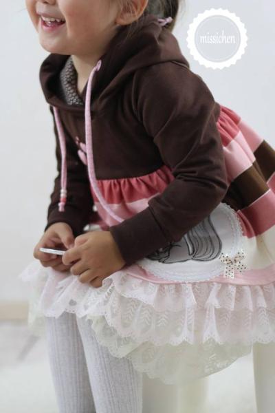 ♥1 Mtr. Spitze gerüscht - ROSA - 8cm - doppelte Falten ♥