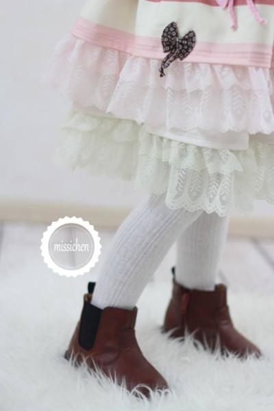 ♥1 Mtr. Spitze gerüscht - CREME - 8cm - doppelte Falten ♥