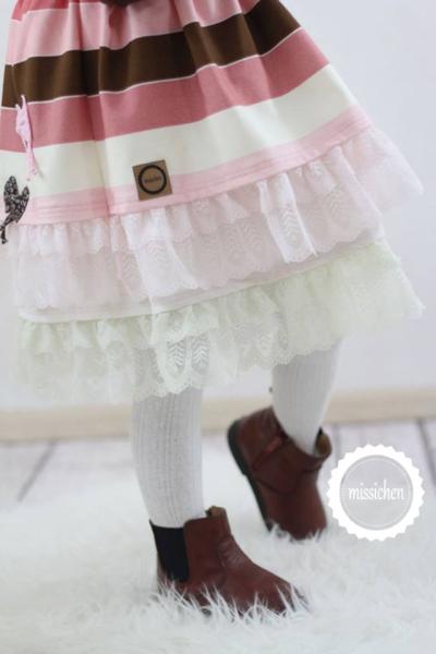 ♥1 Mtr. Spitze gerüscht - ROSA - 8cm - doppelte Falten ♥