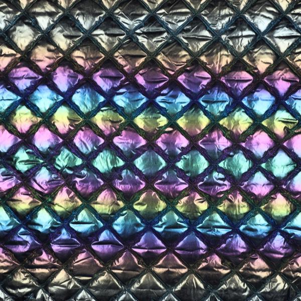 0,5 MTR. ♥ ABGESTEPPTER JACKENSTOFF FOIL RAINBOW ♥