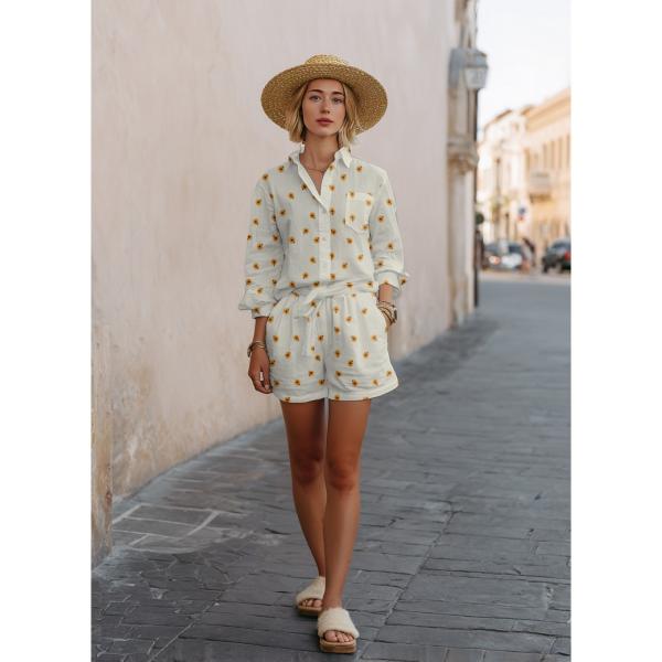 0,5 MTR. ♥ MUSSELIN GESTICKTE SoNNENBLÜMCHEN ♥