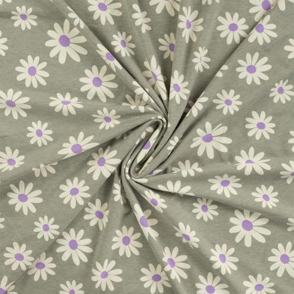 0,50 MTR. ♥ DAISIES KHAKI MELANGE JERSEY  ♥