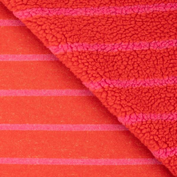 0,5 MTR. ♥  TEDDY STREIFEN ROT/ROSA ♥