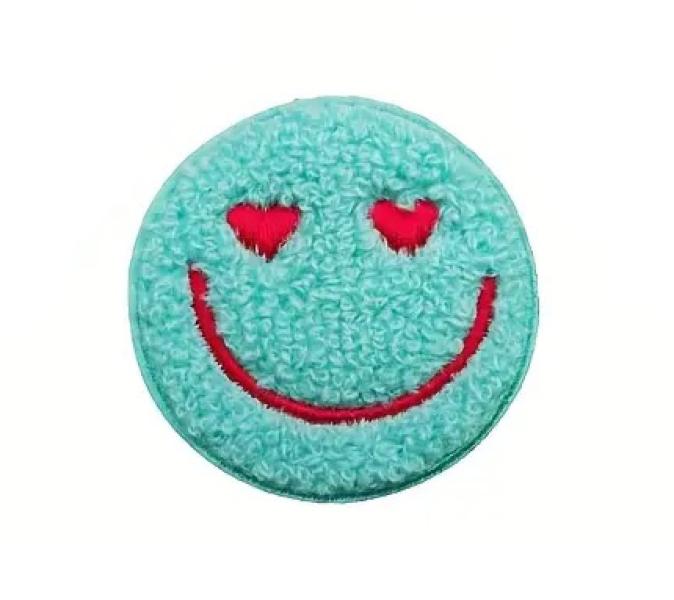 1 Stück - SMILEY MINT CHENILLE PATCH
